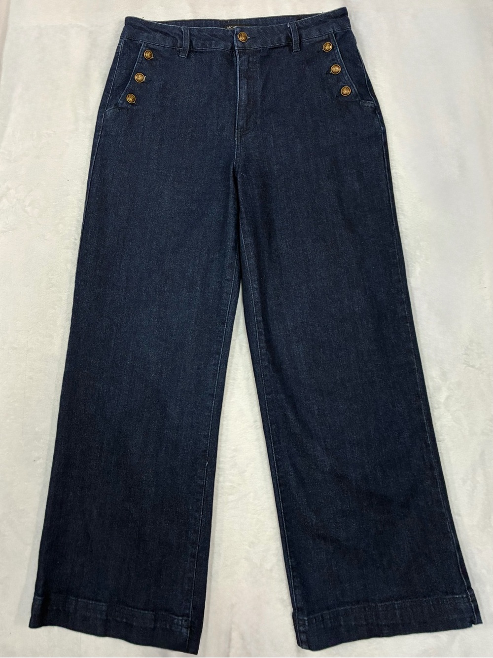 Rachel Zoe Men's Dark Blue Bootcut Denim Jeans with Brass Buttons